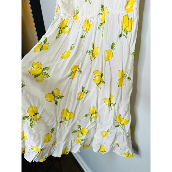 SLATE & WILLOW White Lemon Print Sweetheart Neckline Tie Shoulders Dress Small - Picture 10 of 10